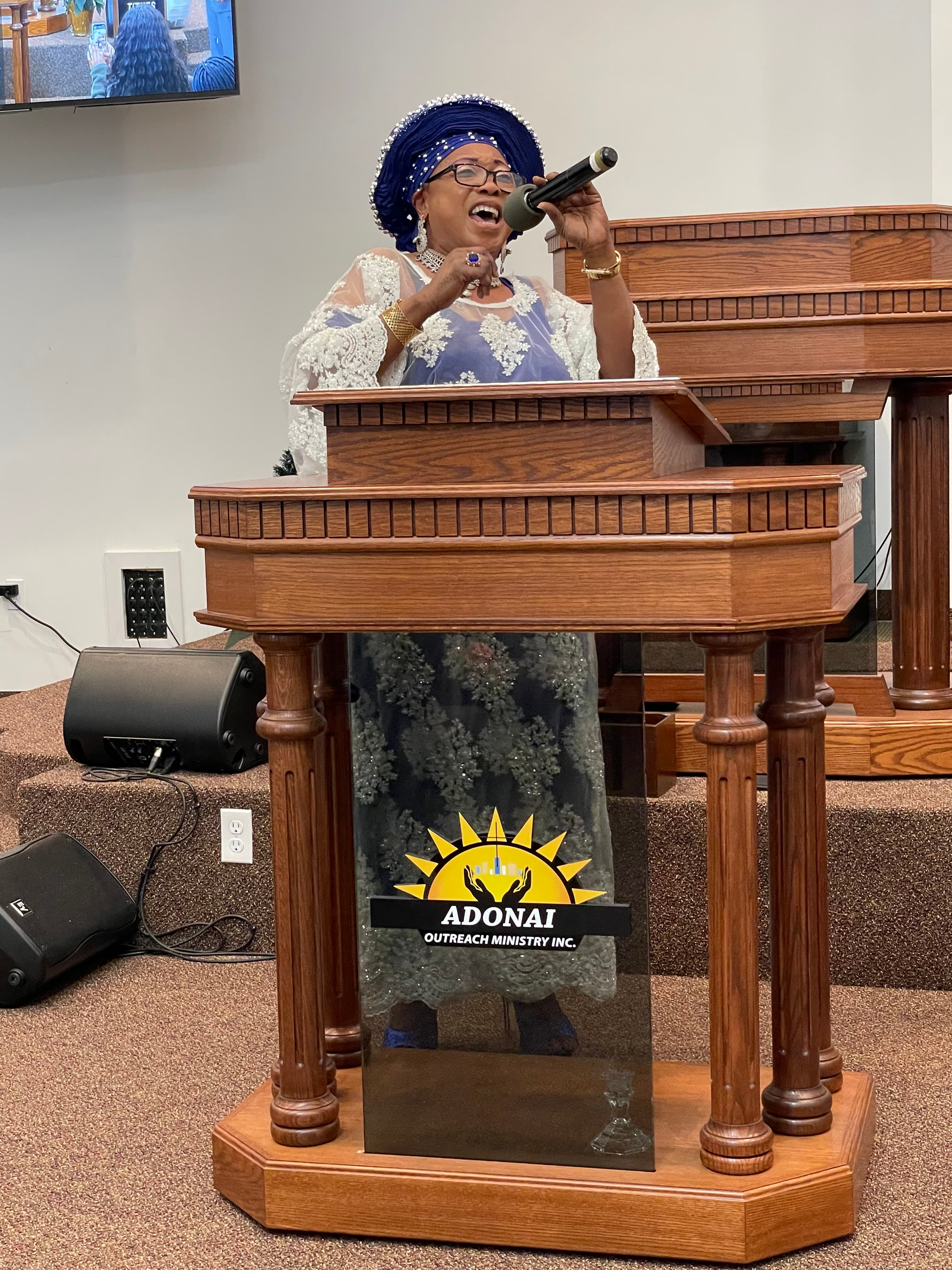 Worship team leading praise during Sunday service
